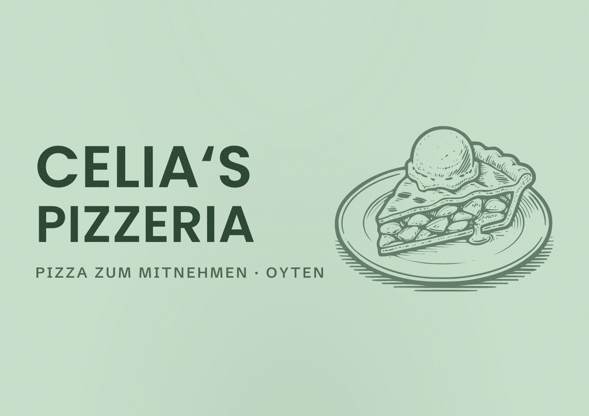 Illustriertes Poster von Celia‘s Pizzeria, Pizza zum Mitnehmen in Oyten