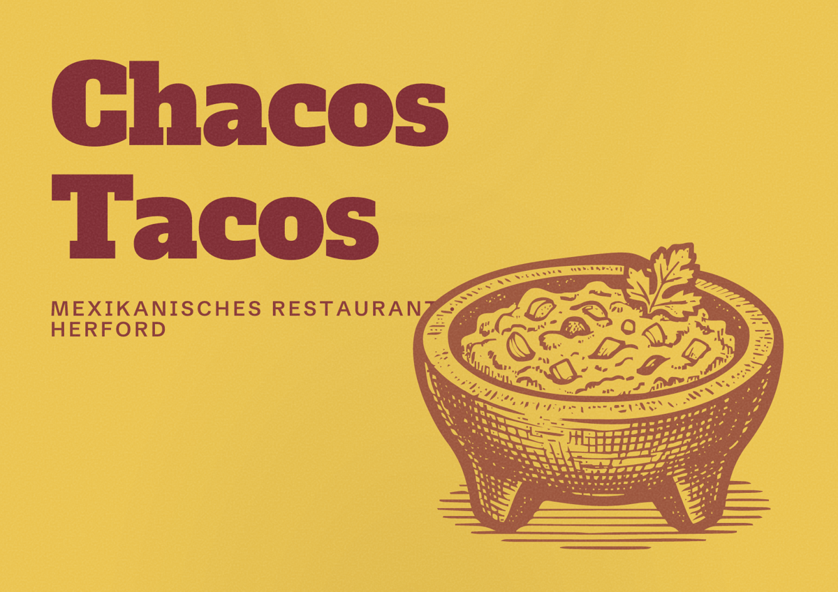 Illustriertes Poster von Chacos Tacos, Mexikanisches Restaurant in Herford