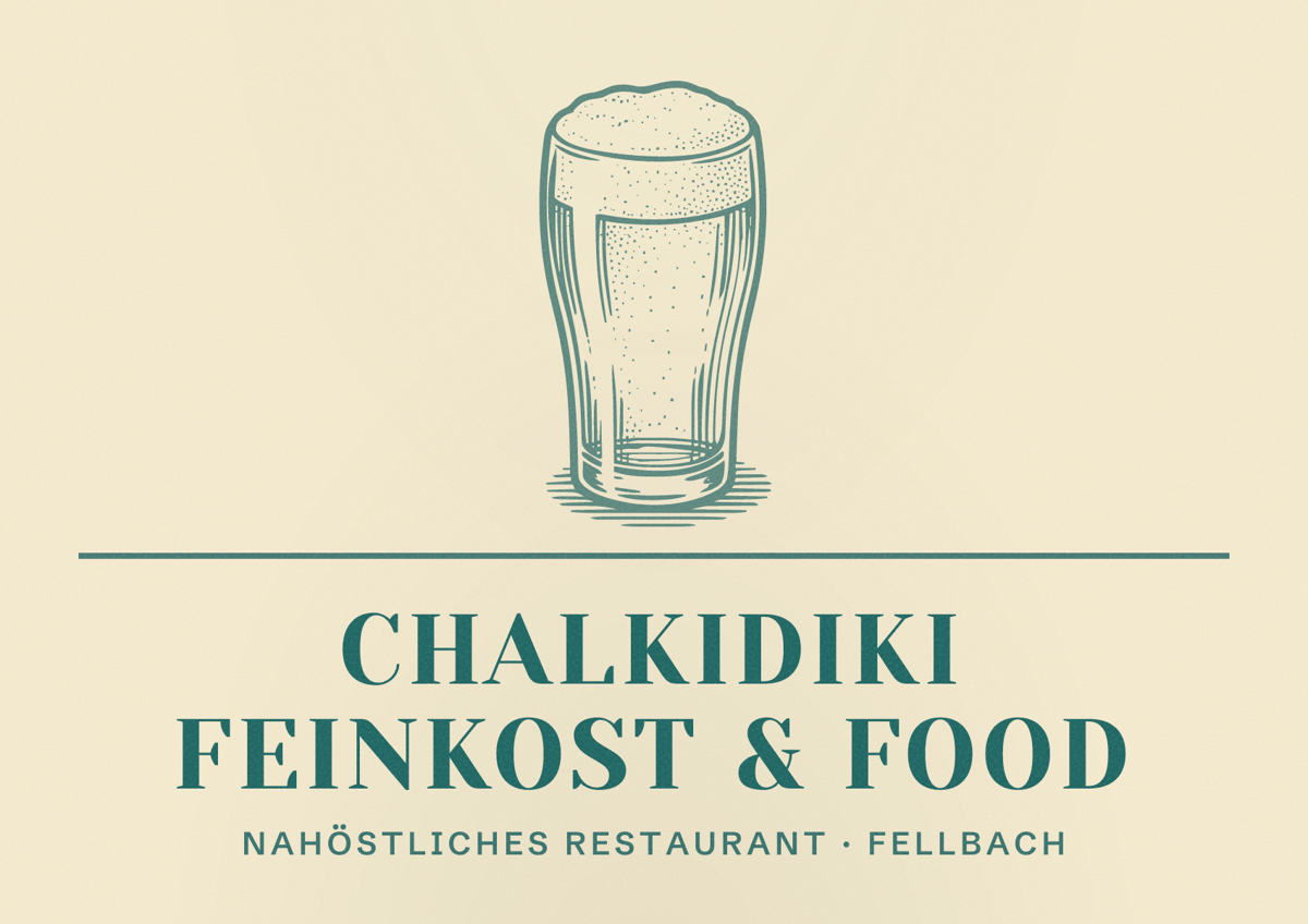 Illustriertes Poster von Chalkidiki Feinkost & Food, Nahöstliches Restaurant in Fellbach