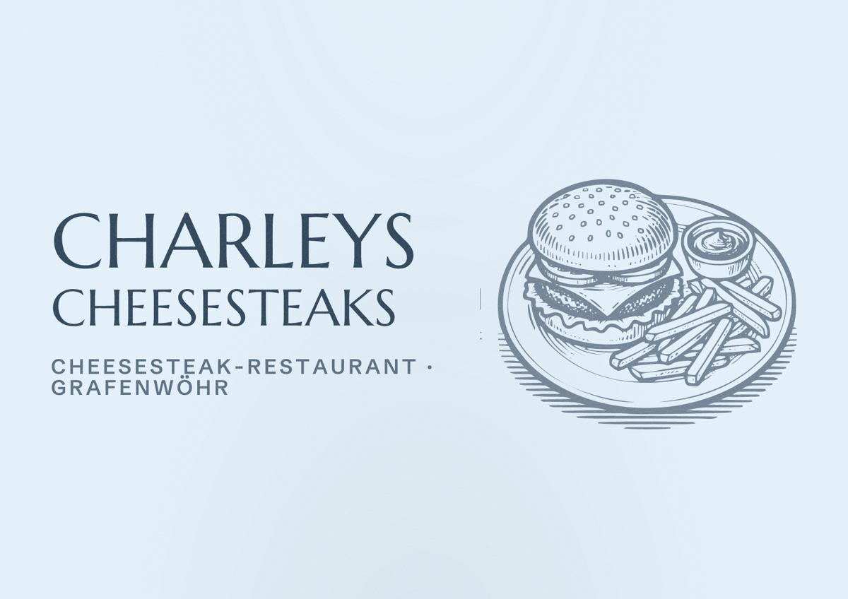 Illustriertes Poster von Charleys Cheesesteaks, Cheesesteak-Restaurant in Grafenwöhr