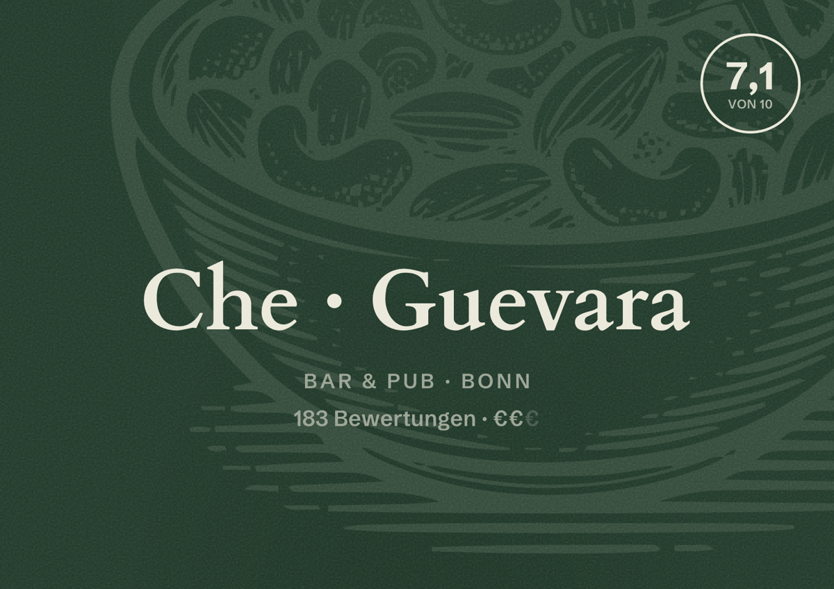 Illustriertes Poster von Che Guevara, Bar & Pub in Bonn: Bewertung 7,9 von 10 aus 130 Bewertungen, Preisniveau €€