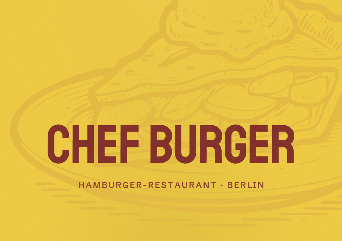 Illustriertes Poster von Chef Burger, Hamburger-Restaurant in Berlin