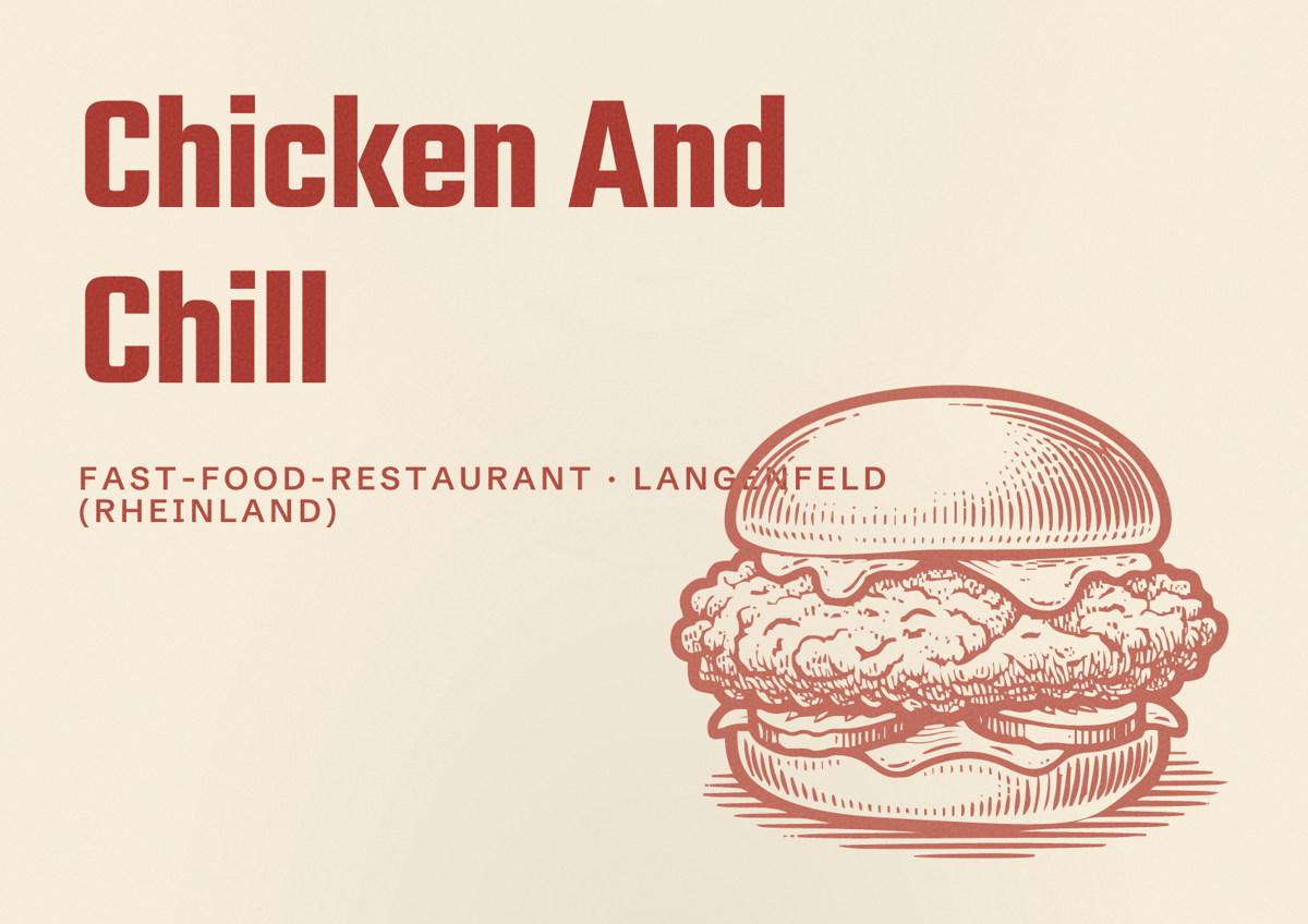 Illustriertes Poster von Chicken And Chill, Fast-Food-Restaurant in Langenfeld (Rheinland)