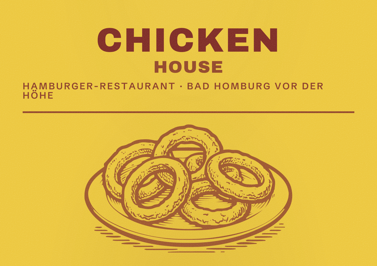 Illustriertes Poster von Chicken House, Hamburger-Restaurant in Bad Homburg vor der Höhe