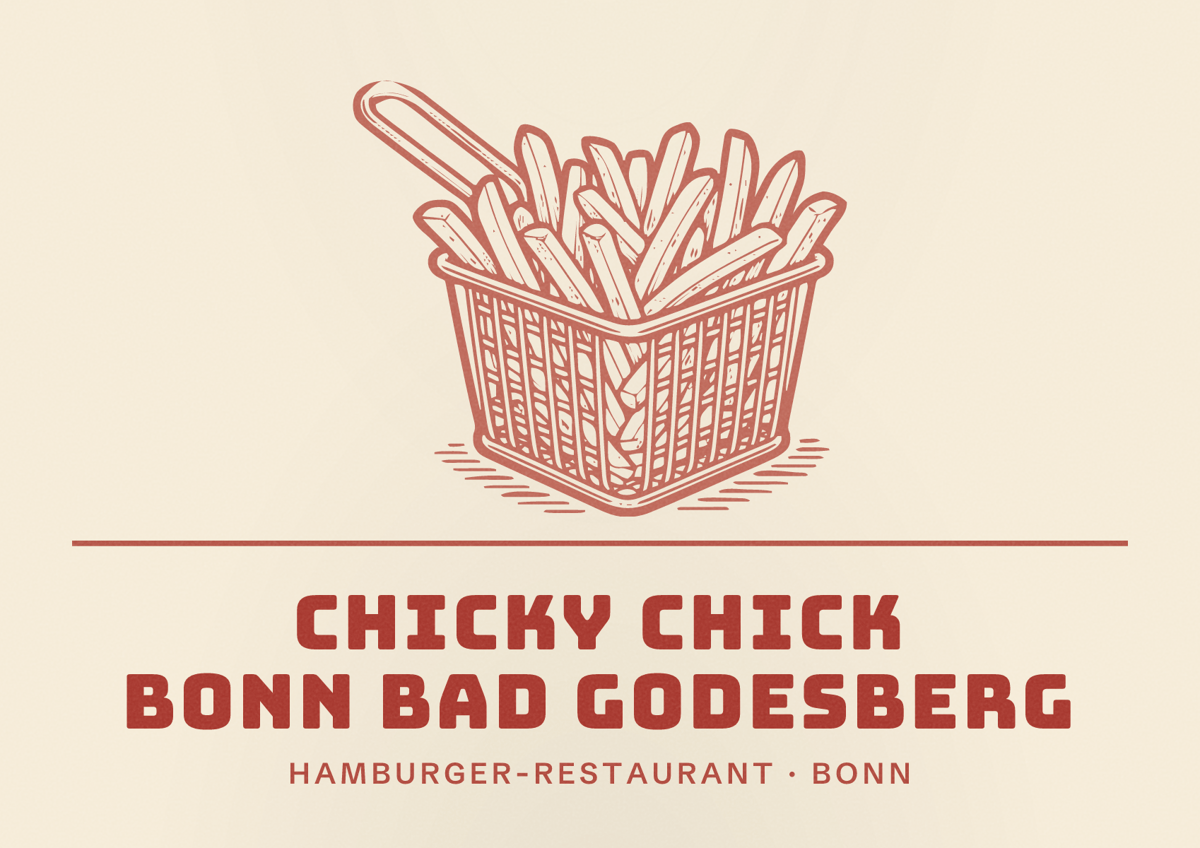 Illustriertes Poster von chicky chick Bonn Bad Godesberg, Hamburger-Restaurant in Bonn