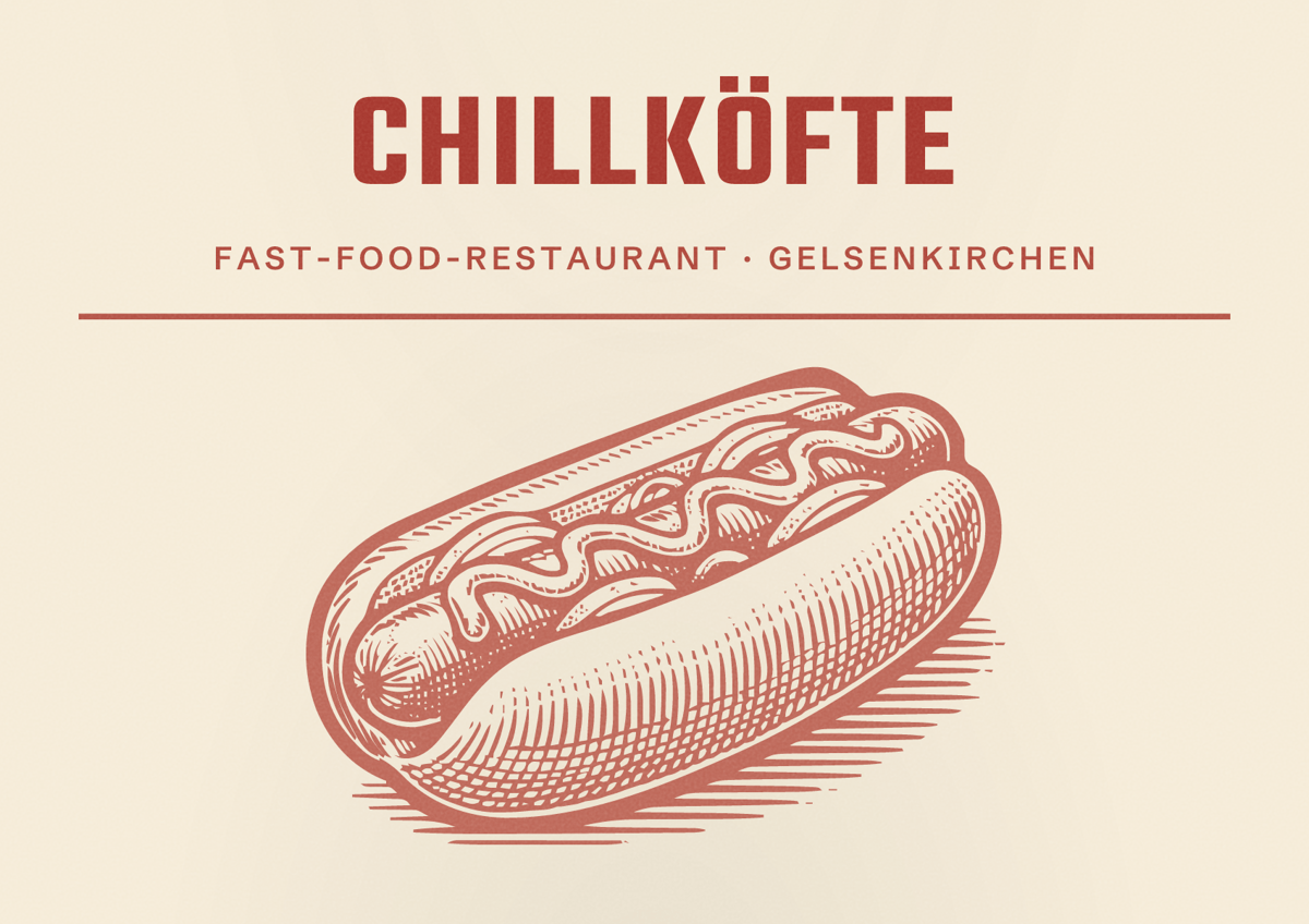 Illustriertes Poster von Chillköfte, Fast-Food-Restaurant in Gelsenkirchen
