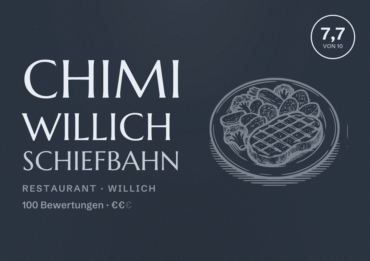 Illustriertes Poster von ChiMi Willich Schiefbahn, Restaurant in Willich: Bewertung 7,7 von 10 aus 100 Bewertungen, Preisniveau €€