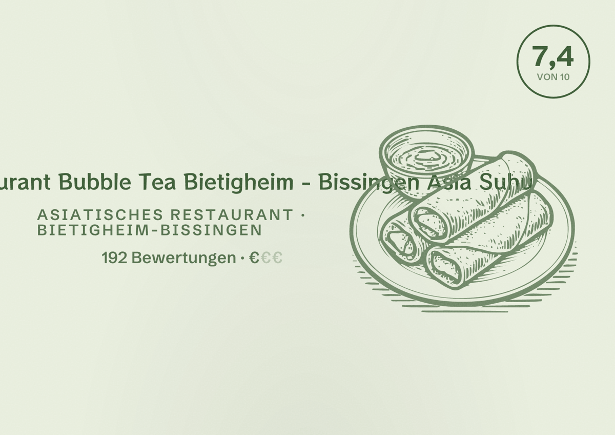 Illustriertes Poster von China - Restaurant Bubble Tea Bietigheim - Bissingen Asia Suhu, Asiatisches Restaurant in Bietigheim-Bissingen: Bewertung 7,4 von 10 aus 192 Bewertungen, Preisniveau €