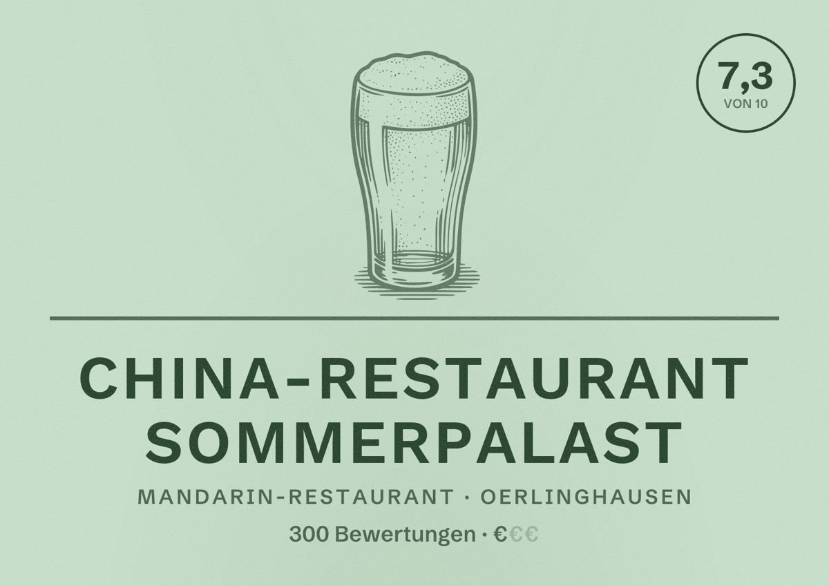Illustriertes Poster von China-Restaurant Sommerpalast, Mandarin-Restaurant in Oerlinghausen: Bewertung 7,3 von 10 aus 300 Bewertungen, Preisniveau €