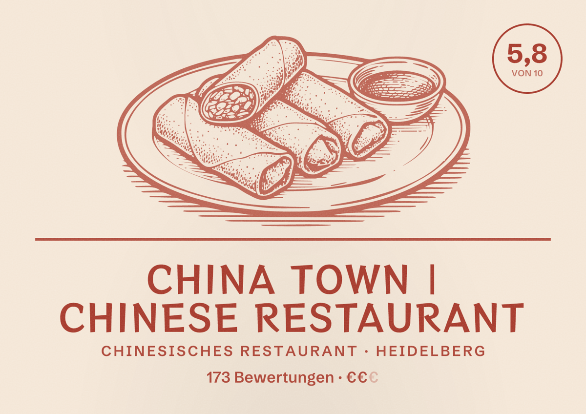 Illustriertes Poster von China Town | Chinese restaurant, Chinesisches Restaurant in Heidelberg: Bewertung 5,8 von 10 aus 173 Bewertungen, Preisniveau €€