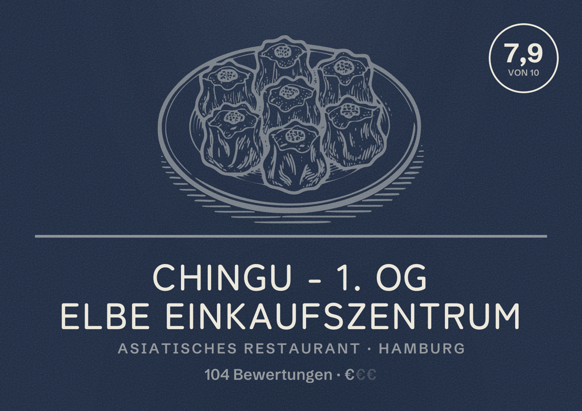 Illustriertes Poster von Chingu - 1. OG Elbe Einkaufszentrum, Asiatisches Restaurant in Hamburg: Bewertung 7,9 von 10 aus 104 Bewertungen, Preisniveau €