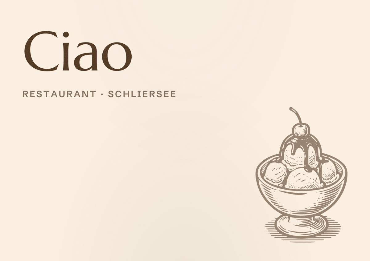 Illustriertes Poster von Ciao, Restaurant in Schliersee