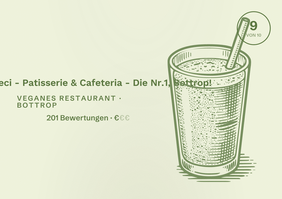 Illustriertes Poster von Cigköfteci - Patisserie & Cafeteria - Die Nr.1, Bottrop!, Veganes Restaurant in Bottrop: Bewertung 9 von 10 aus 201 Bewertungen, Preisniveau €