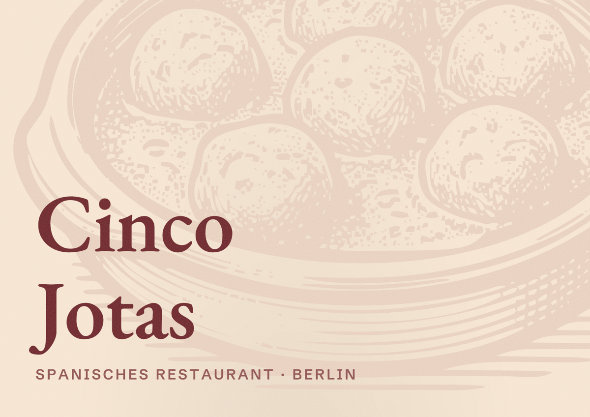 Illustriertes Poster von Cinco Jotas, Spanisches Restaurant in Berlin