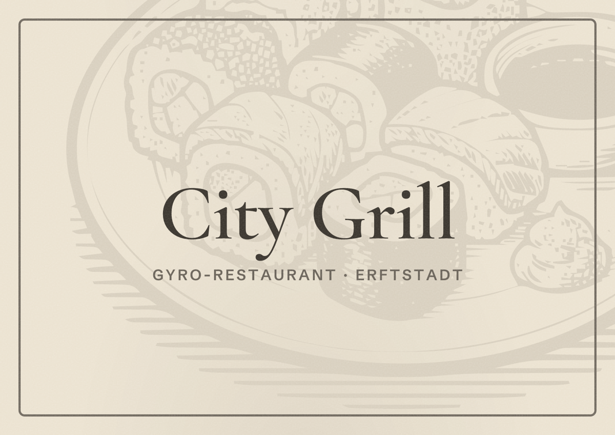Illustriertes Poster von City Grill, Gyro-Restaurant in Erftstadt