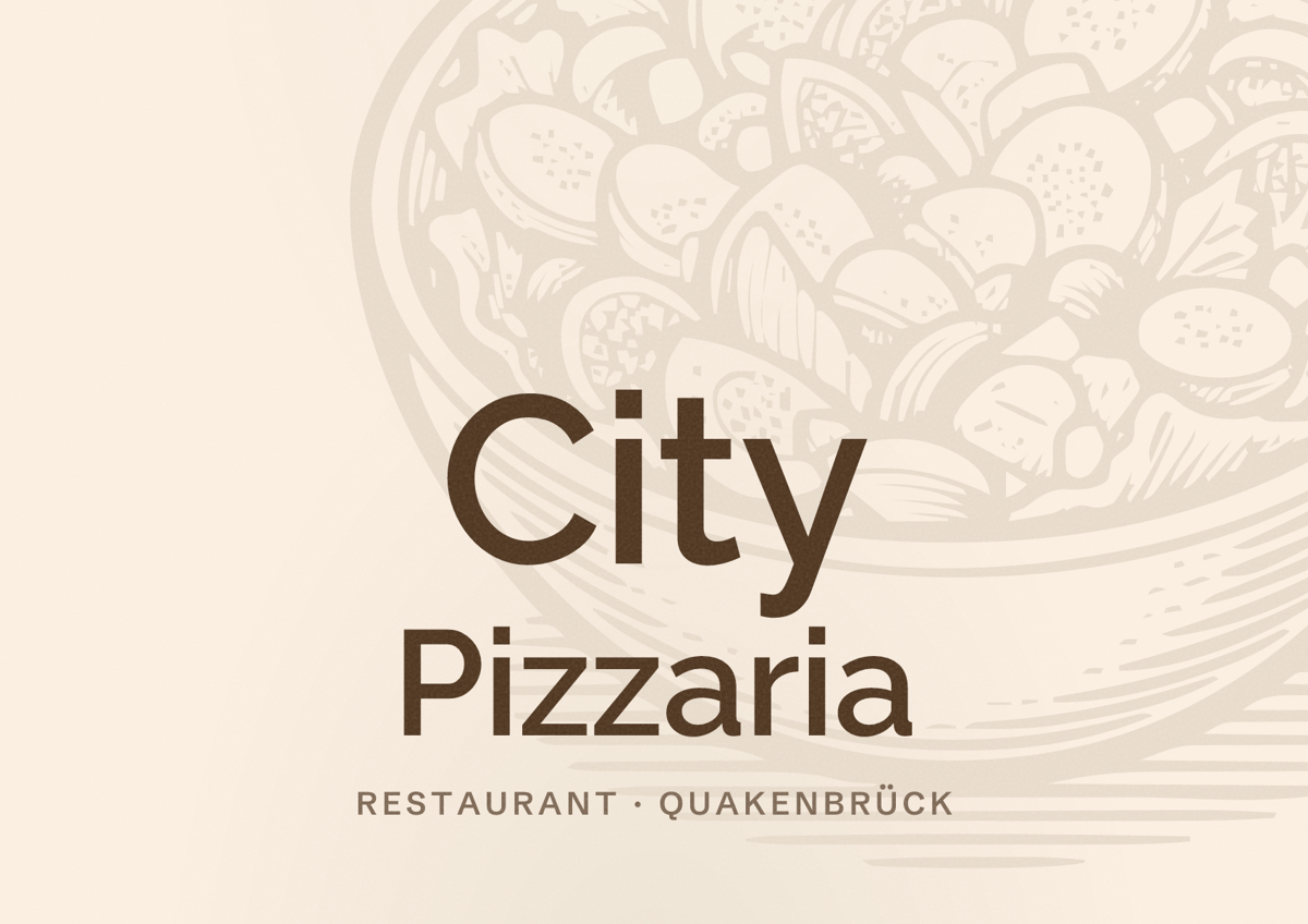 Illustriertes Poster von City Pizzaria, Restaurant in Quakenbrück