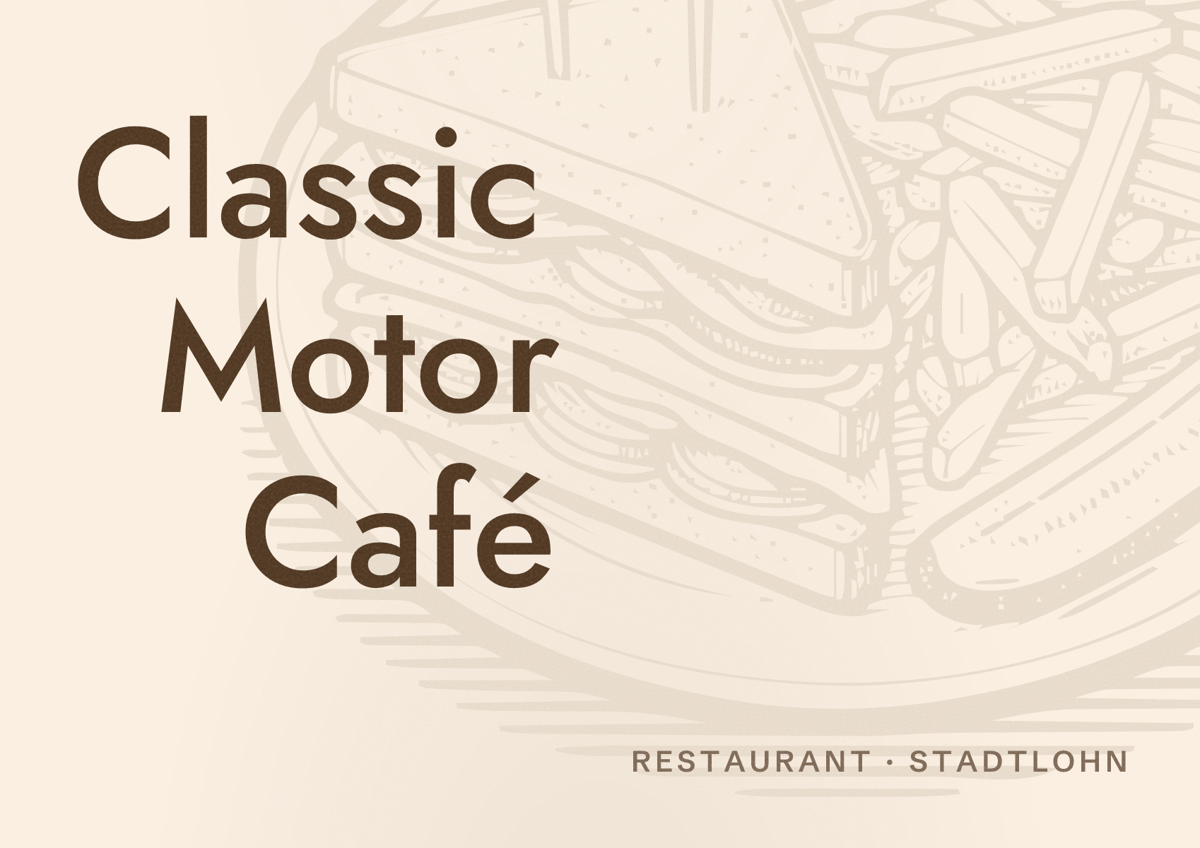 Illustriertes Poster von Classic Motor Café, Restaurant in Stadtlohn