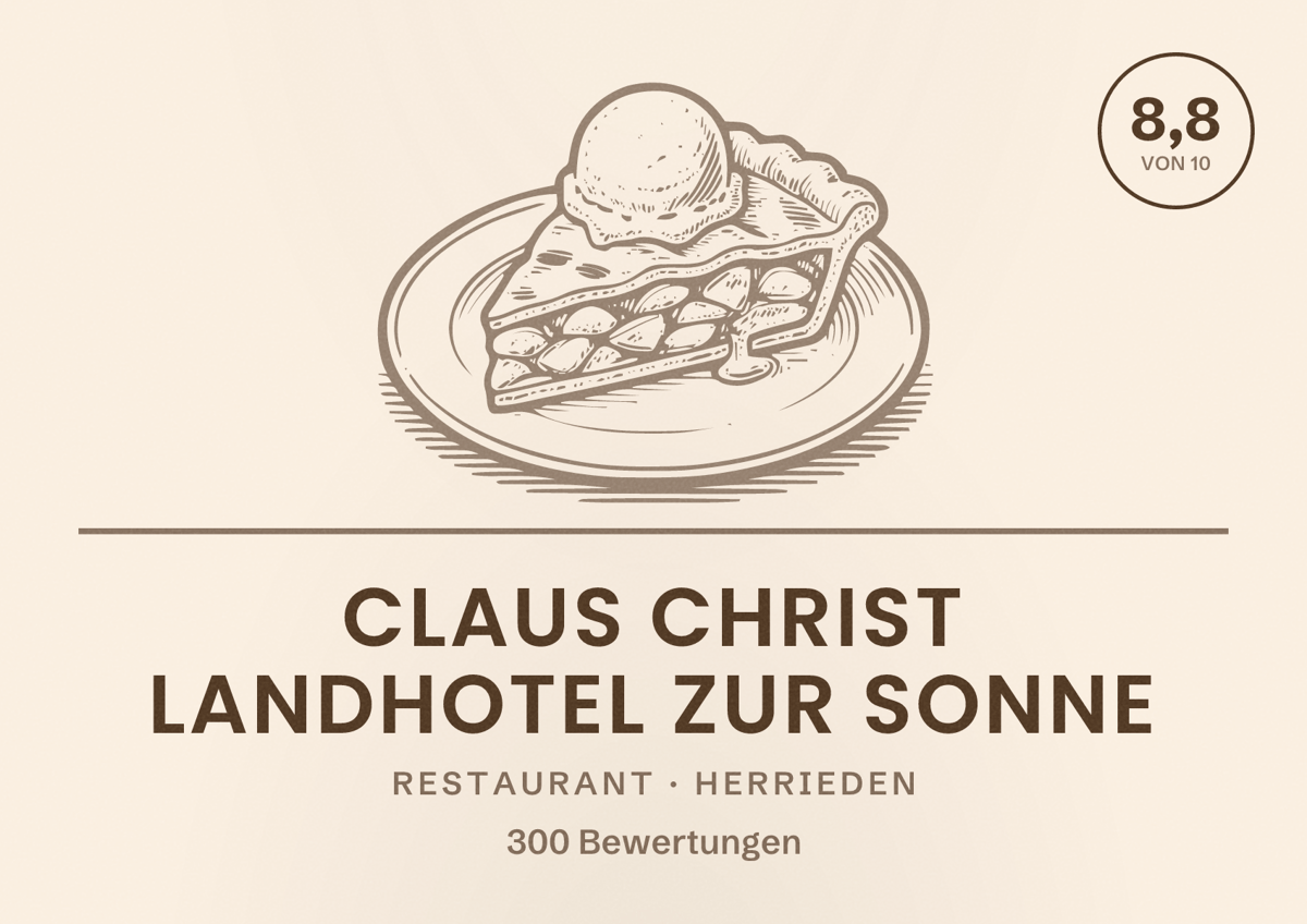 Illustriertes Poster von Claus Christ Landhotel zur Sonne, Restaurant in Herrieden: Bewertung 8,8 von 10 aus 300 Bewertungen