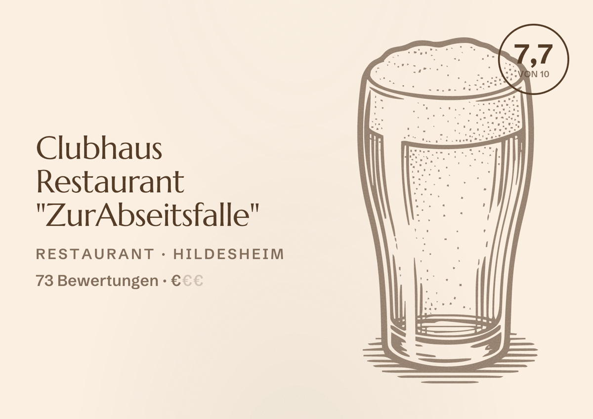 Illustriertes Poster von Clubhaus Restaurant "ZurAbseitsfalle", Restaurant in Hildesheim: Bewertung 7,7 von 10 aus 73 Bewertungen, Preisniveau €