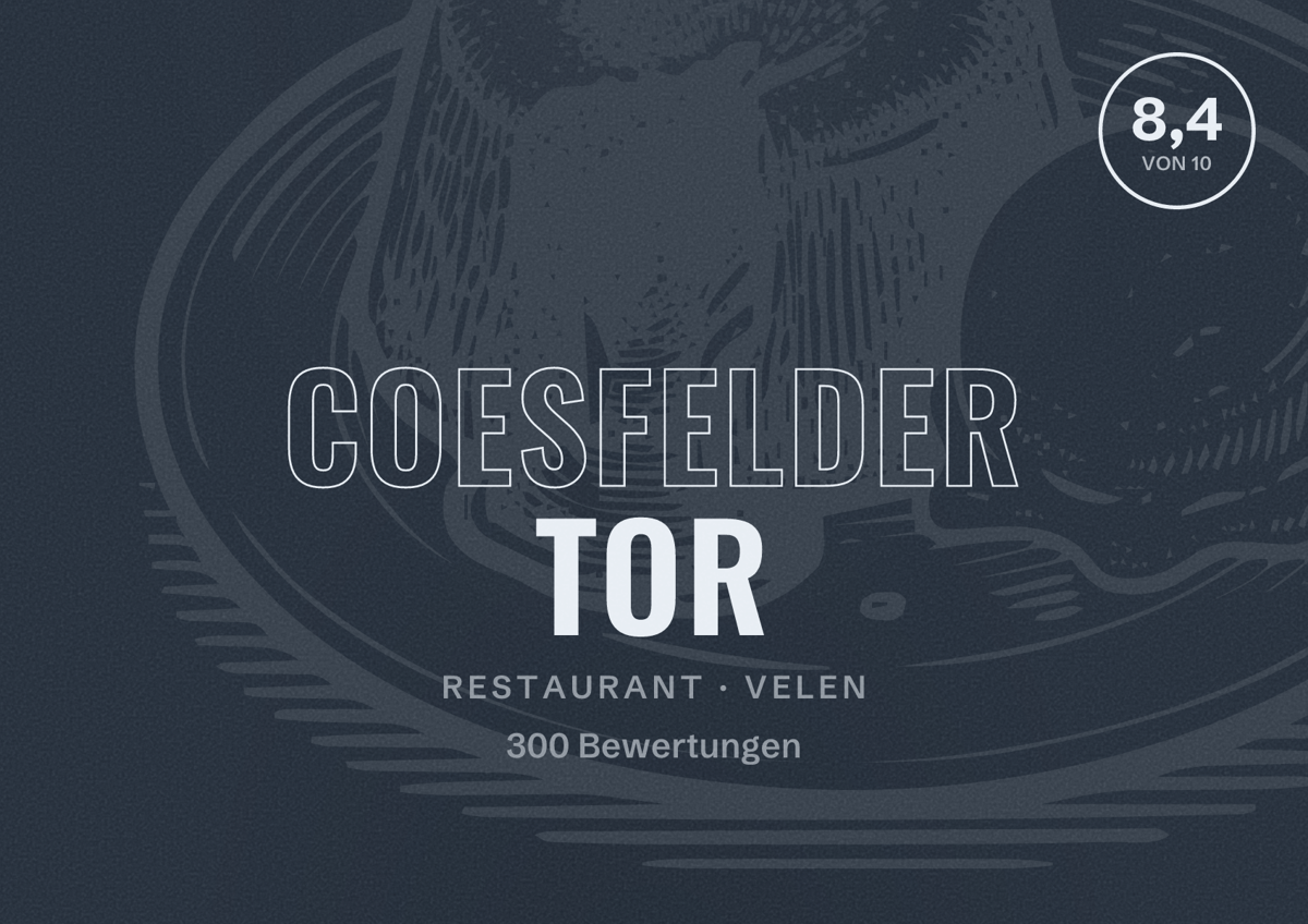 Illustriertes Poster von Coesfelder Tor, Restaurant in Velen: Bewertung 8,4 von 10 aus 300 Bewertungen