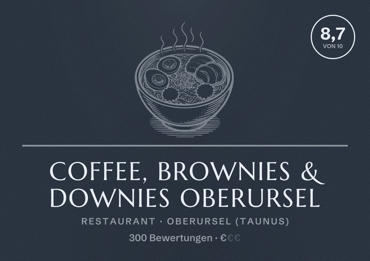 Illustriertes Poster von coffee, brownies & downies Oberursel, Restaurant in Oberursel (Taunus): Bewertung 8,7 von 10 aus 300 Bewertungen, Preisniveau €