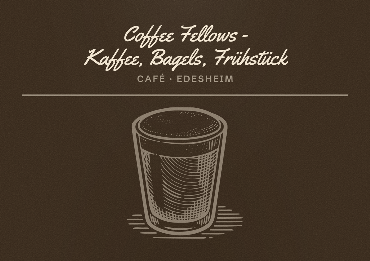 Illustriertes Poster von Coffee Fellows - Kaffee, Bagels, Frühstück, Café in Edesheim