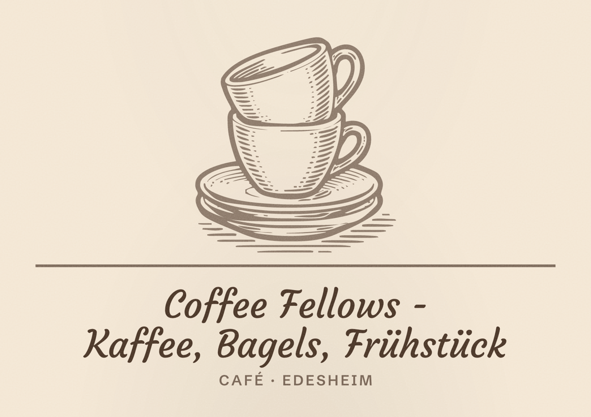 Illustriertes Poster von Coffee Fellows - Kaffee, Bagels, Frühstück, Café in Edesheim