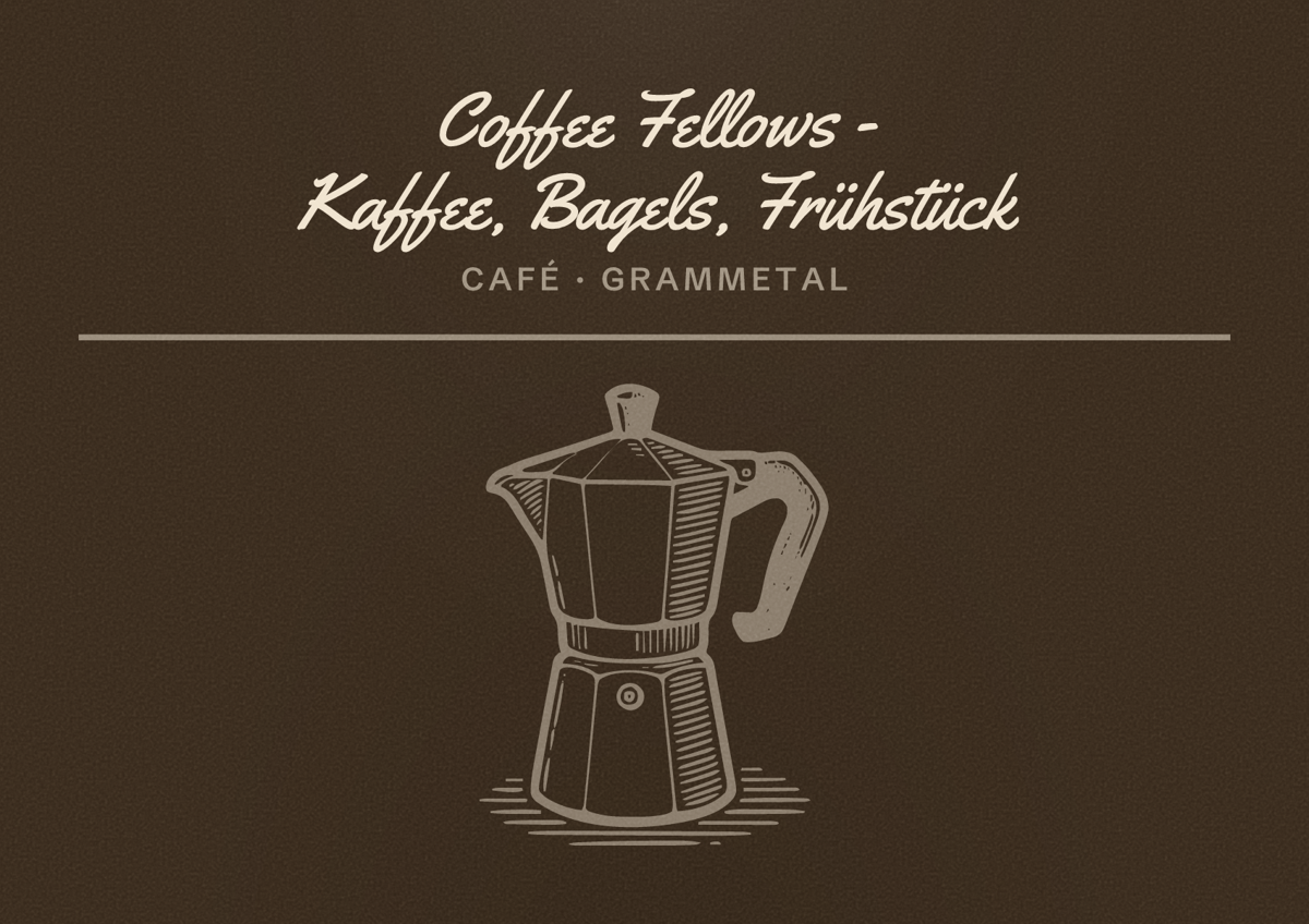 Illustriertes Poster von Coffee Fellows - Kaffee, Bagels, Frühstück, Café in Grammetal