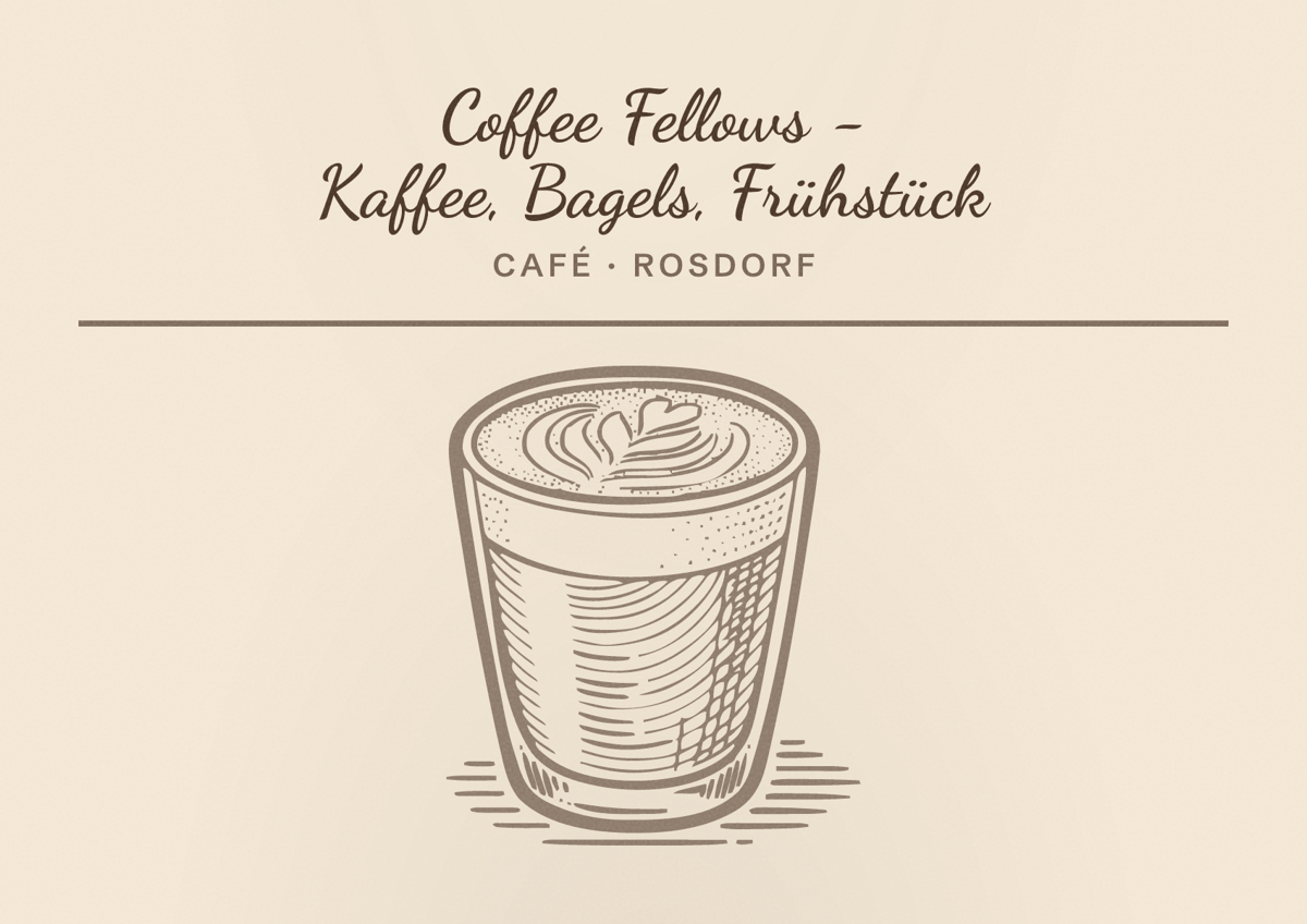Illustriertes Poster von Coffee Fellows - Kaffee, Bagels, Frühstück, Café in Rosdorf