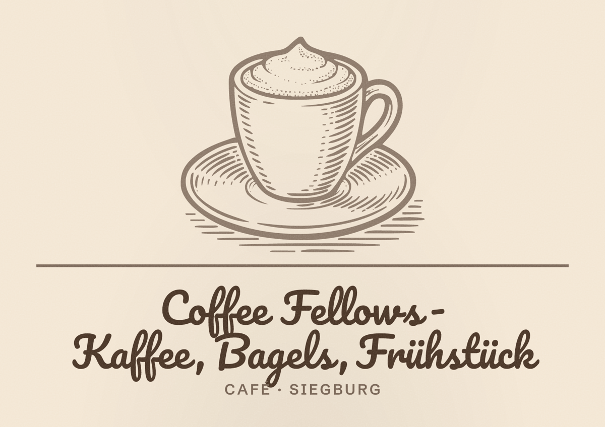 Illustriertes Poster von Coffee Fellows - Kaffee, Bagels, Frühstück, Café in Siegburg