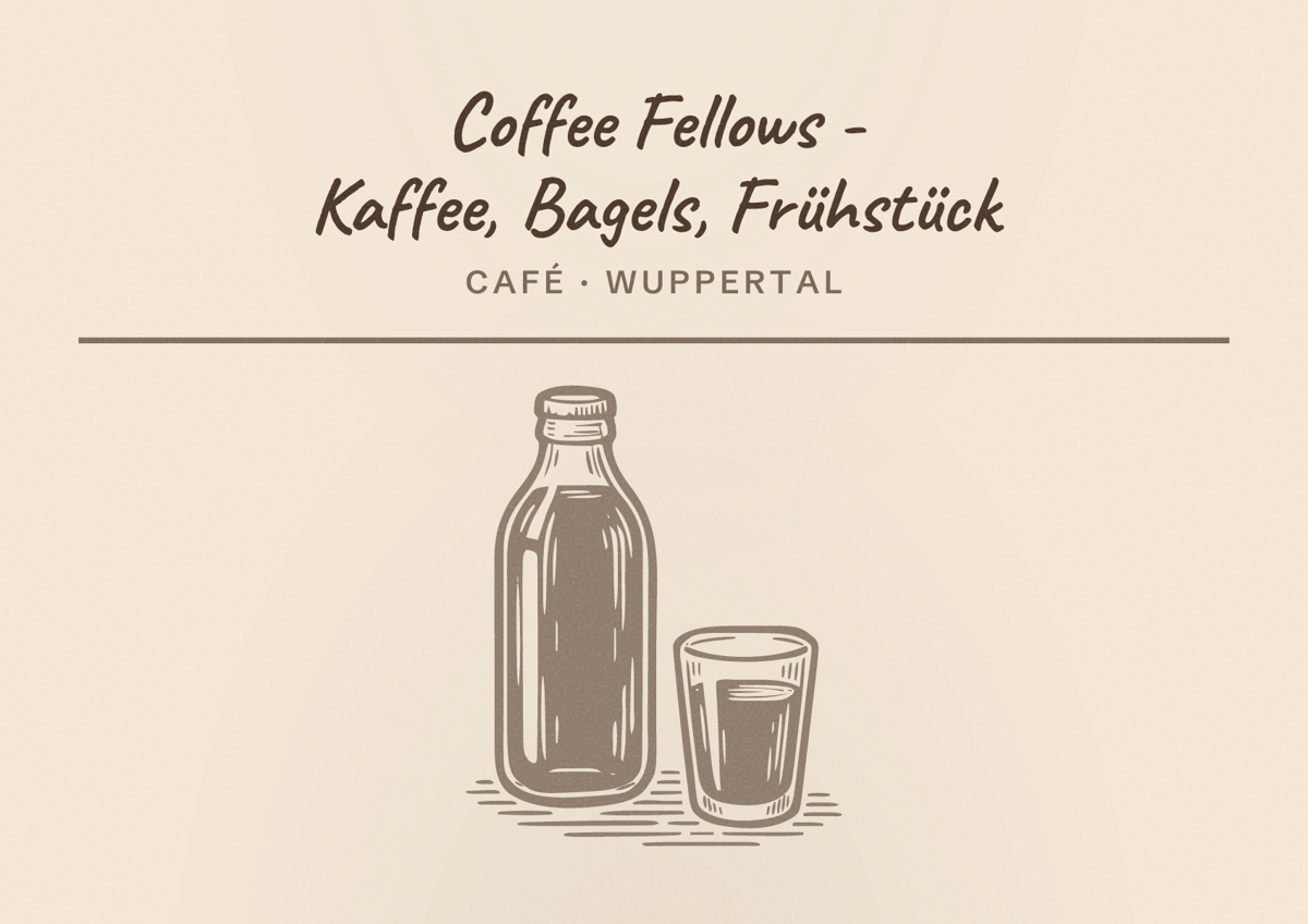 Illustriertes Poster von Coffee Fellows - Kaffee, Bagels, Frühstück, Café in Wuppertal