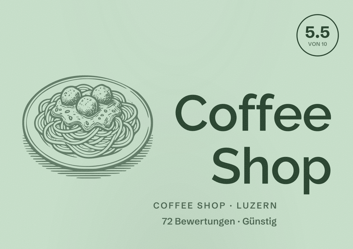 Illustriertes Poster von Coffee Shop, Coffee Shop in Luzern: Bewertung 5.5 von 10 aus 72 Bewertungen, Preisniveau Günstig