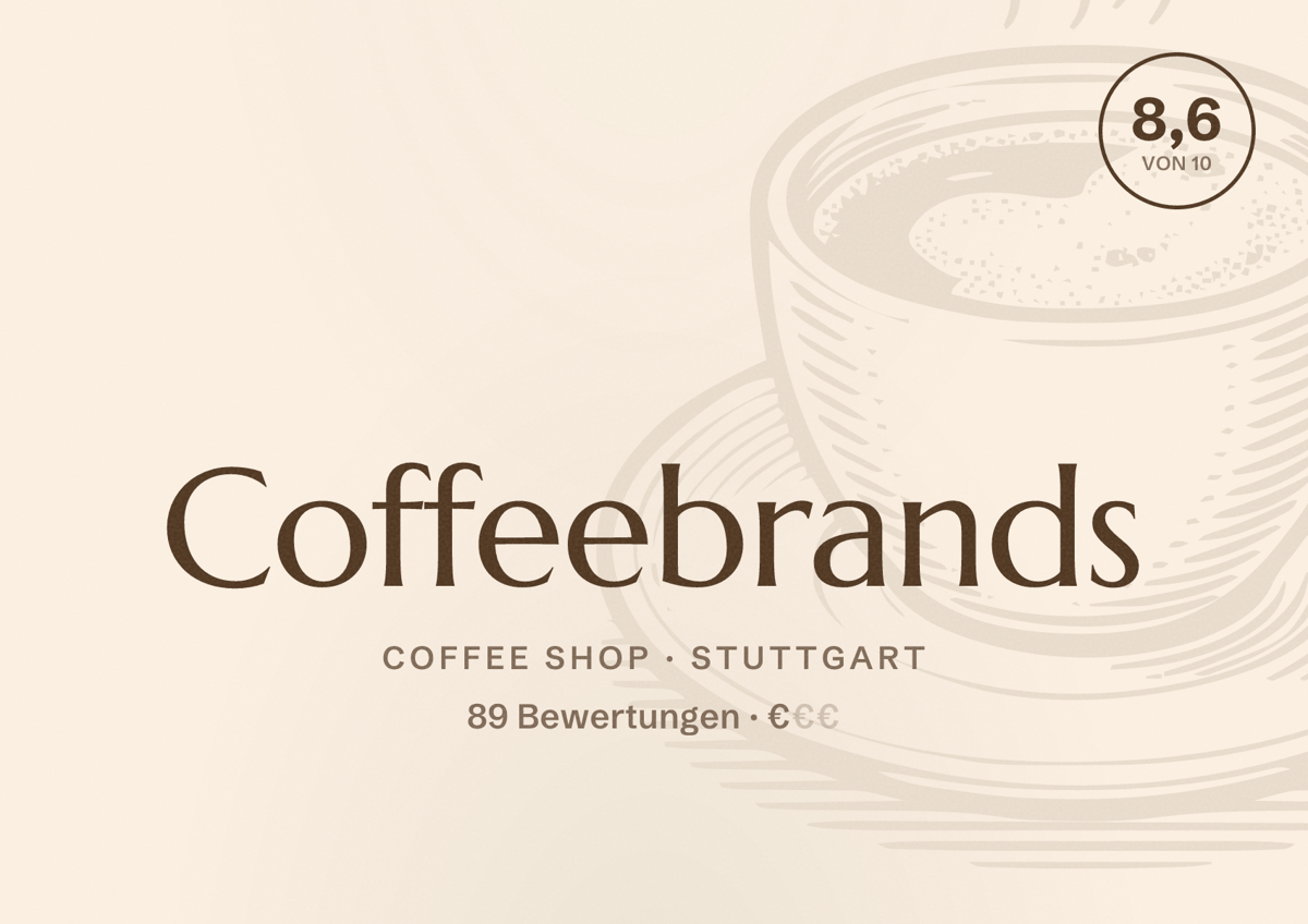 Illustriertes Poster von Coffeebrands, Coffee Shop in Stuttgart: Bewertung 8,6 von 10 aus 89 Bewertungen, Preisniveau €