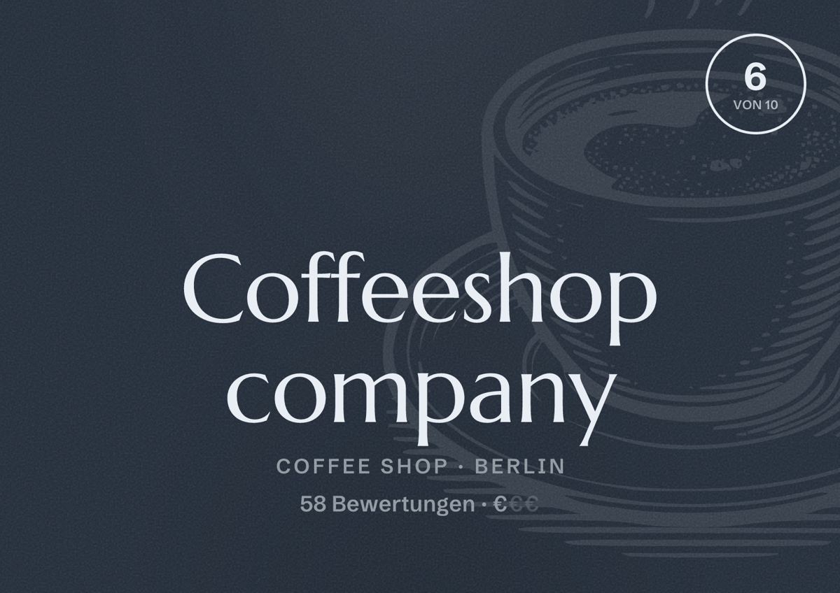 Illustriertes Poster von Coffeeshop company, Coffee Shop in Berlin: Bewertung 6,0 von 10 aus 58 Bewertungen, Preisniveau €