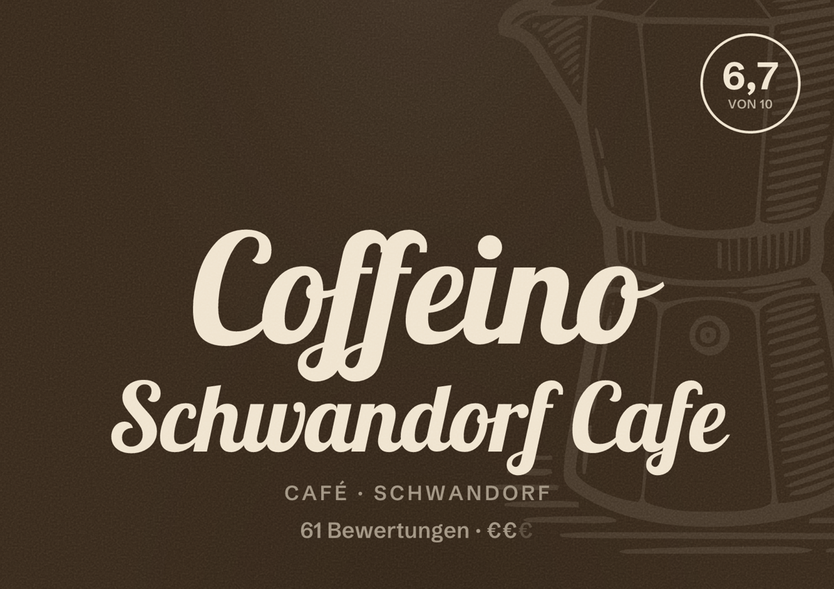 Illustriertes Poster von Coffeino Schwandorf Cafe, Café in Schwandorf: Bewertung 6,7 von 10 aus 61 Bewertungen, Preisniveau €€