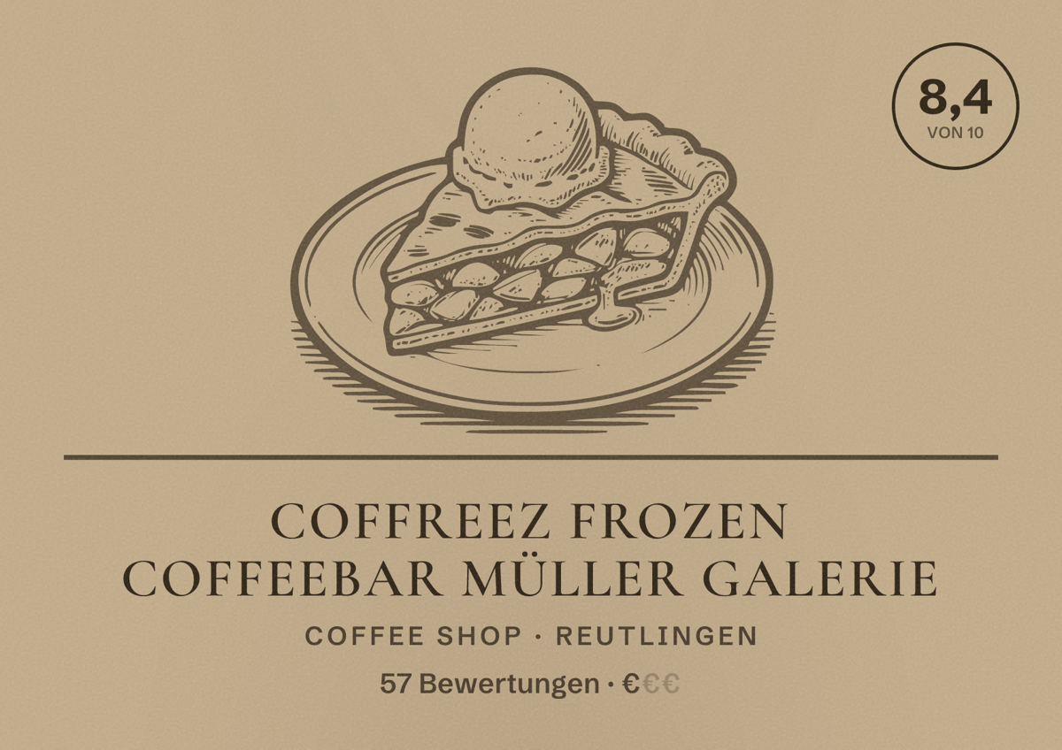 Illustriertes Poster von Coffreez Frozen Coffeebar Müller Galerie, Coffee Shop in Reutlingen: Bewertung 8,4 von 10 aus 57 Bewertungen, Preisniveau €