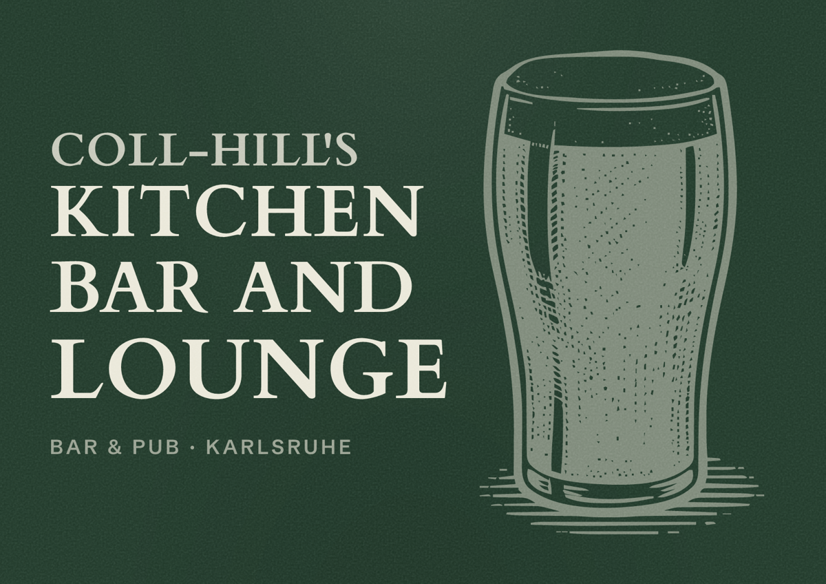 Illustriertes Poster von Coll-Hill's Kitchen Bar and Lounge, Bar & Pub in Karlsruhe