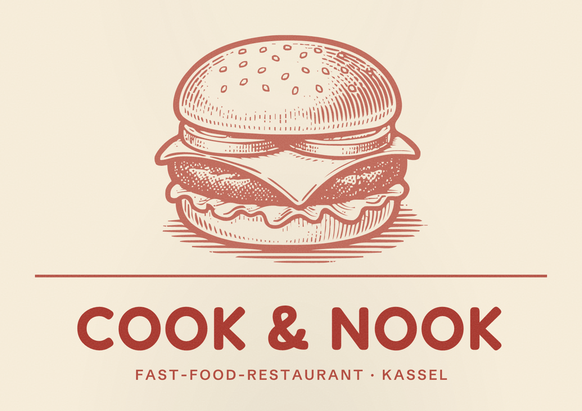 Illustriertes Poster von Cook & Nook, Fast-Food-Restaurant in Kassel
