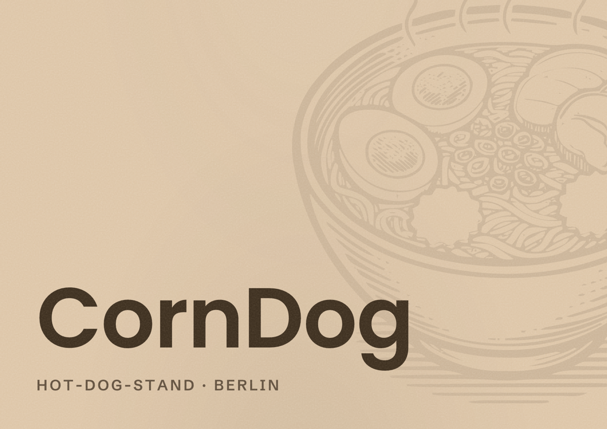 Illustriertes Poster von CornDog, Hot-Dog-Stand in Berlin
