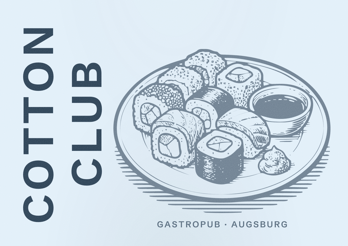 Illustriertes Poster von Cotton Club, Gastropub in Augsburg