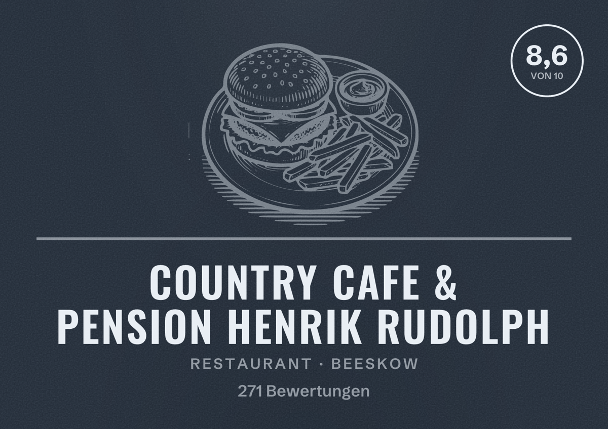 Illustriertes Poster von Country Cafe & Pension Henrik Rudolph, Restaurant in Beeskow: Bewertung 8,6 von 10 aus 271 Bewertungen