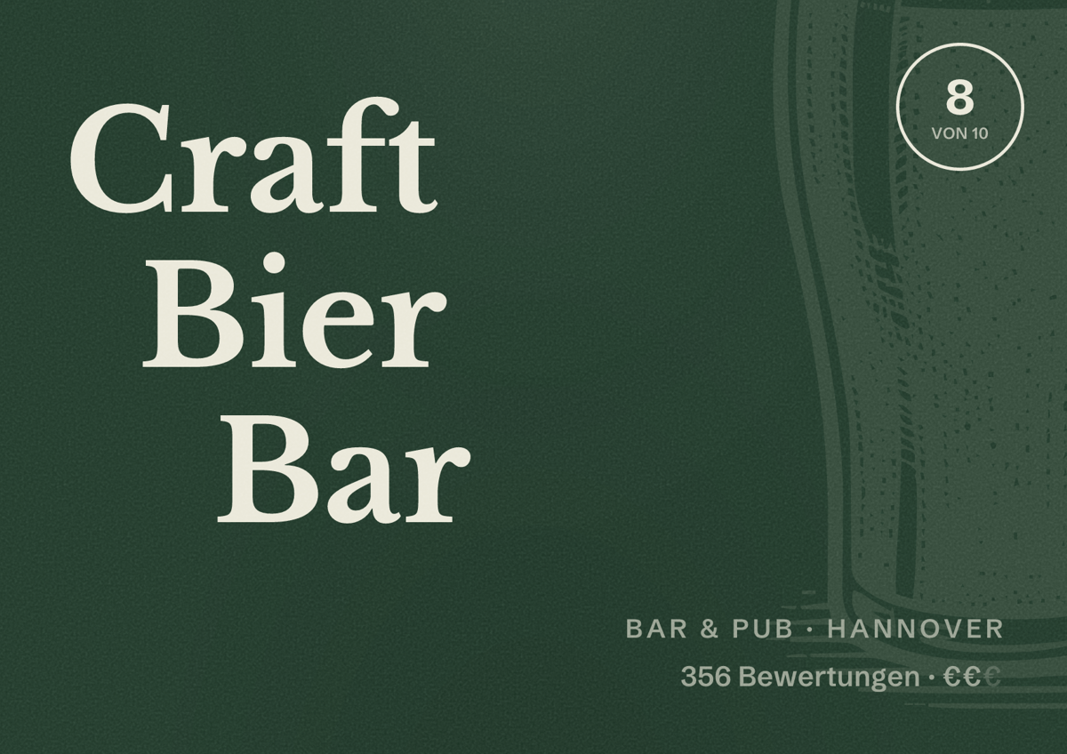 Illustriertes Poster von Craft Bier Bar, Bar & Pub in Hannover: Bewertung 8 von 10 aus 356 Bewertungen, Preisniveau €€