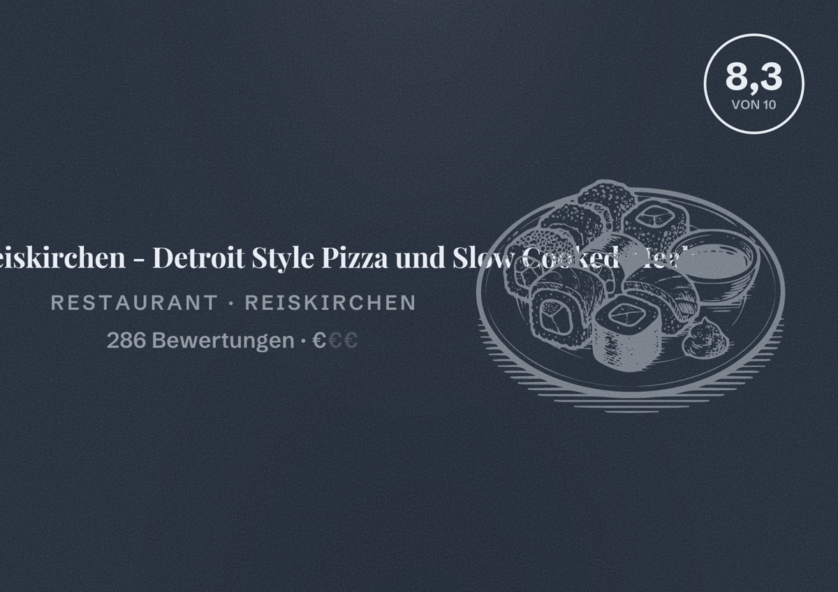 Illustriertes Poster von Crockpot`s Reiskirchen - Detroit Style Pizza und Slow Cooked Meals, Restaurant in Reiskirchen: Bewertung 8,3 von 10 aus 286 Bewertungen, Preisniveau €
