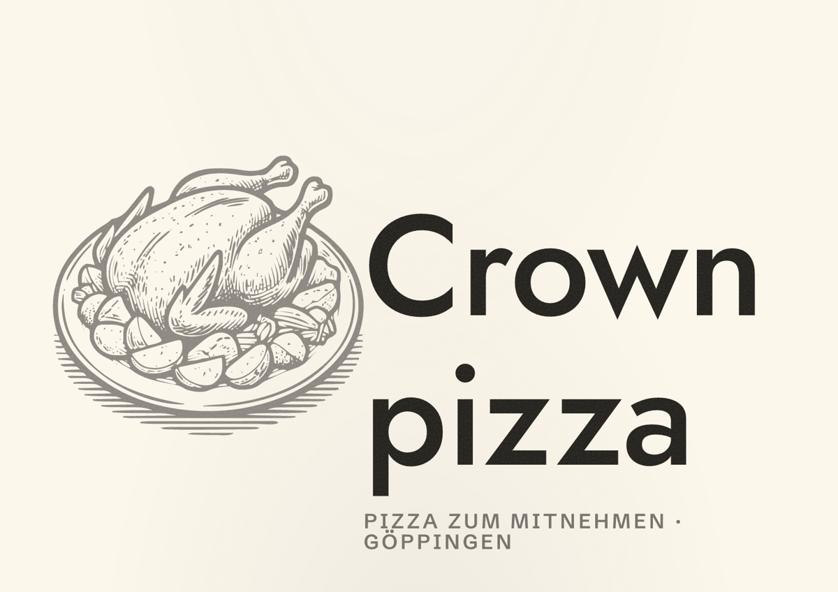 Illustriertes Poster von Crown pizza, Pizza zum Mitnehmen in Göppingen
