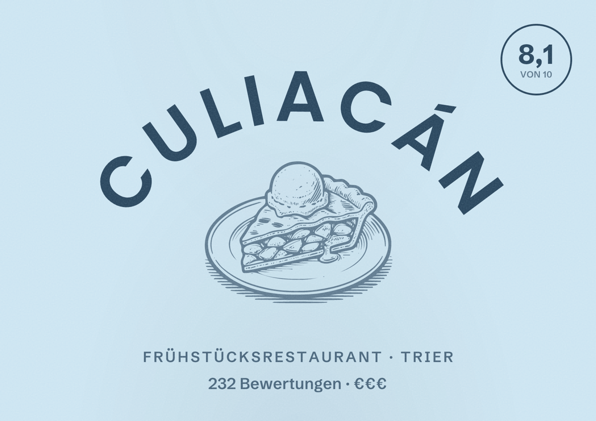 Illustriertes Poster von Culiacán, Frühstücksrestaurant in Trier: Bewertung 8,1 von 10 aus 232 Bewertungen, Preisniveau €€€