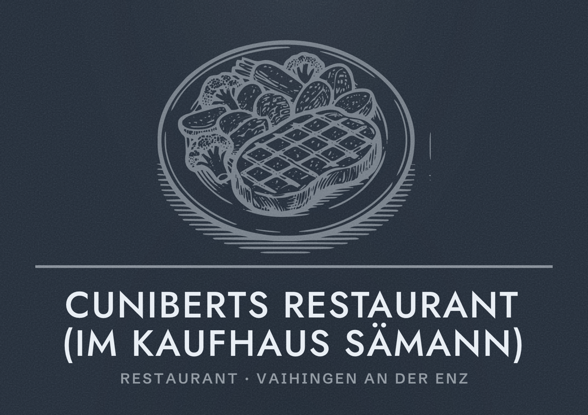 Illustriertes Poster von Cuniberts Restaurant (im Kaufhaus Sämann), Restaurant in Vaihingen an der Enz