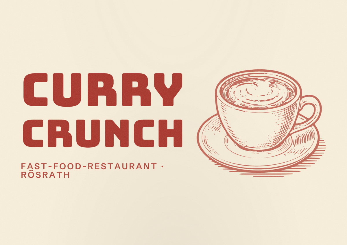 Illustriertes Poster von Curry Crunch, Fast-Food-Restaurant in Rösrath