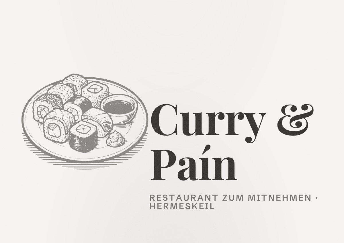 Illustriertes Poster von Curry & Paín, Restaurant zum Mitnehmen in Hermeskeil