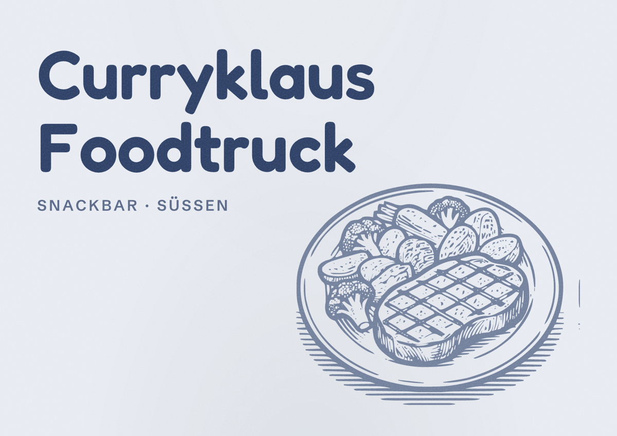 Illustriertes Poster von Curryklaus Foodtruck, Snackbar in Süßen