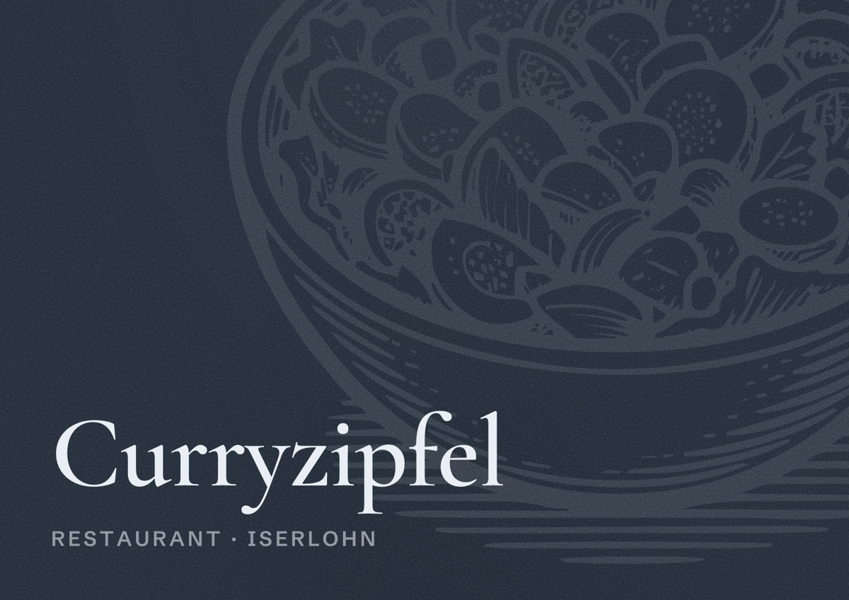 Illustriertes Poster von Curryzipfel, Restaurant in Iserlohn